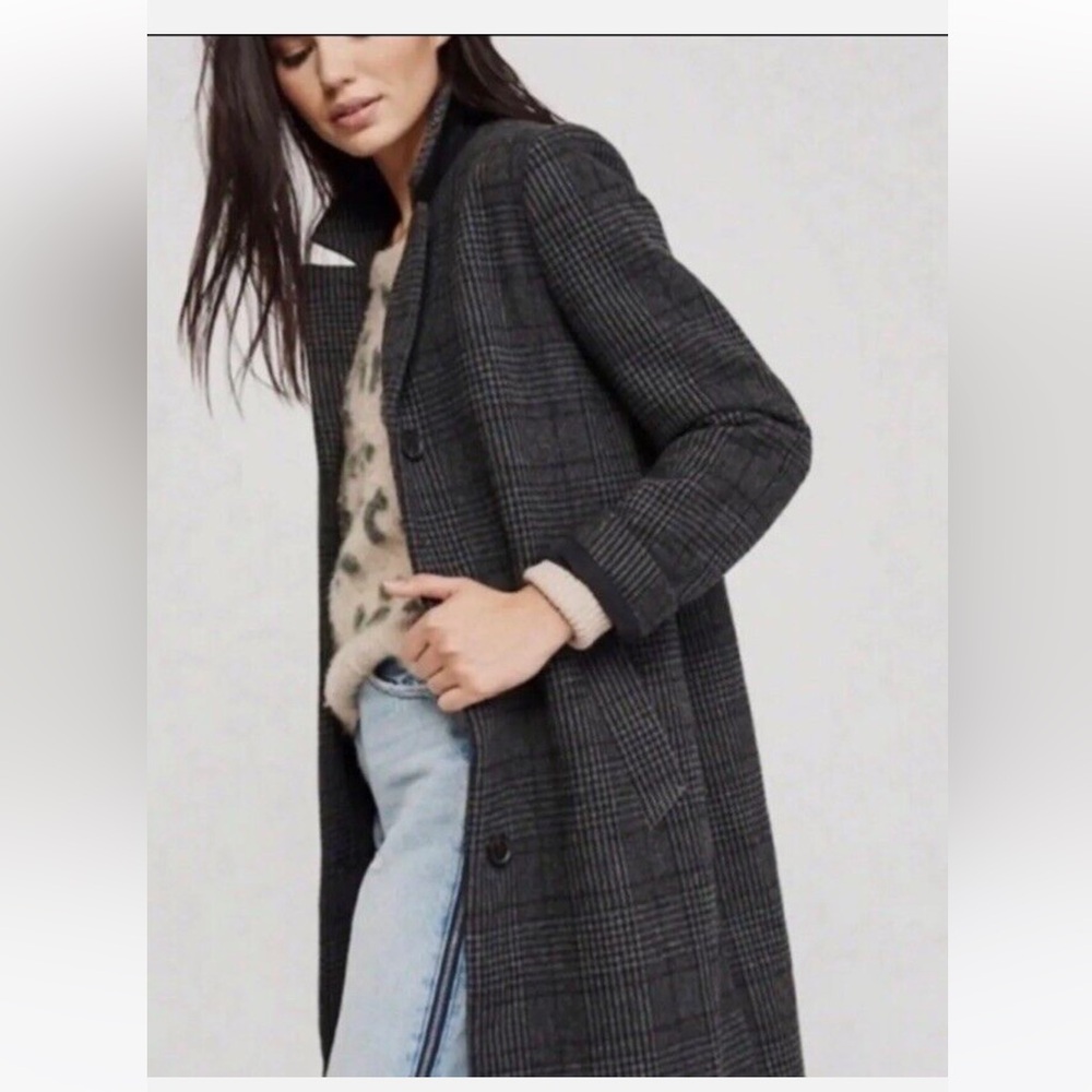 A&F Plaid Wool Blend Dad Coat